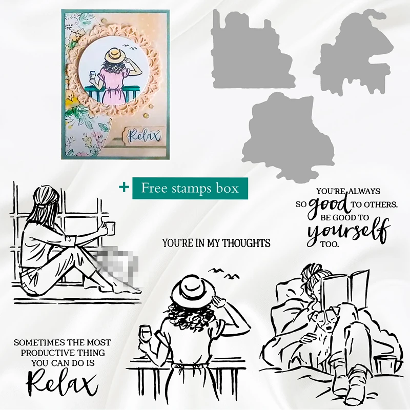 

New Arrival Girl Clear Stamp and Metal Cutting Die for DIY Scrapbook Photo Album Crafts Paper Cards Template Decorative Cut Dies