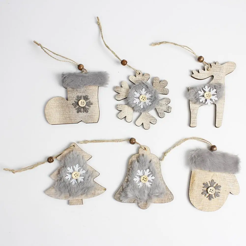 Рождественские деревянные фетровые подвесные украшения Рождественская елка