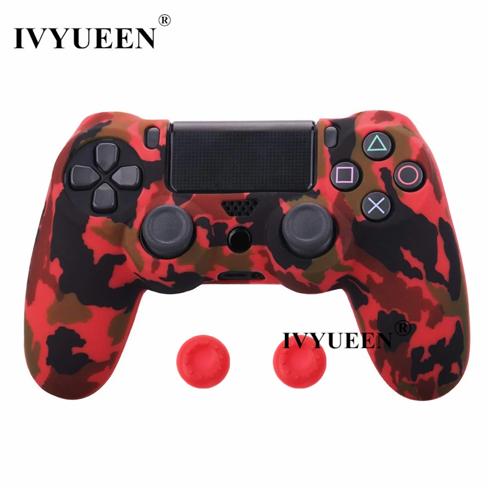 IVYUEEN для sony Dualshock 4 PS4 DS4 Slim Pro контроллер силиконовый камуфляжный чехол защитная кожа+ ручка для большого пальца колпачки для Play Station 4