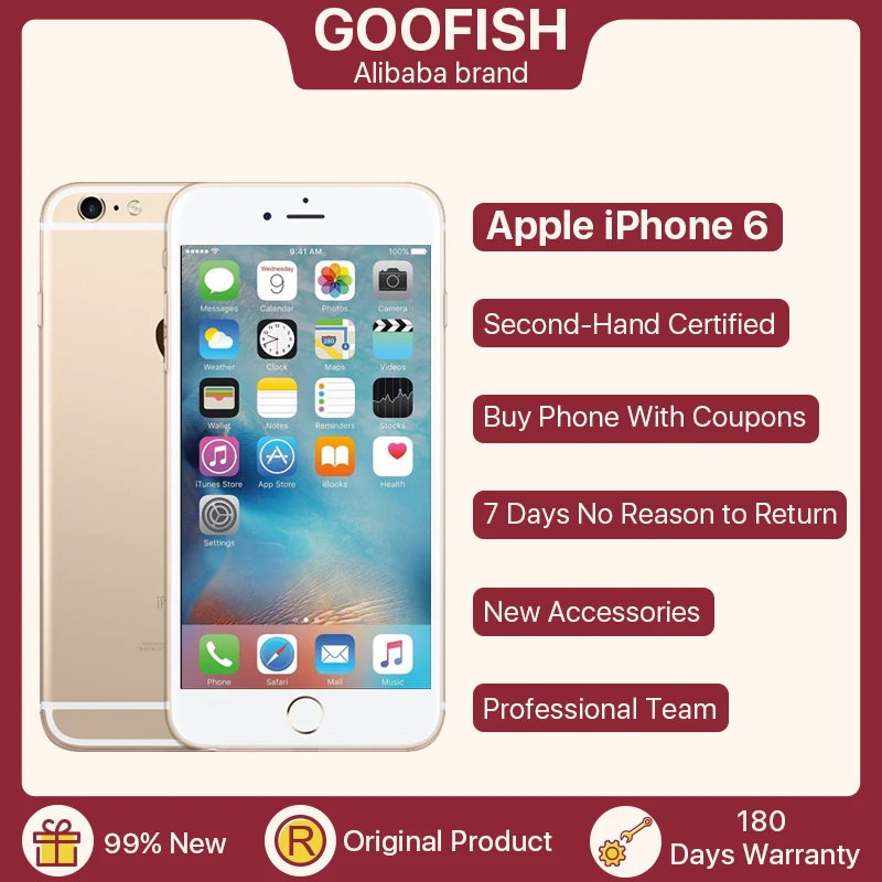 Оригинальный 99% Новый Apple iPhone 6 4G LTE смартфон 4 7 дюймовый экран 16/32/64/128 ГБ iOS NFC 8MP