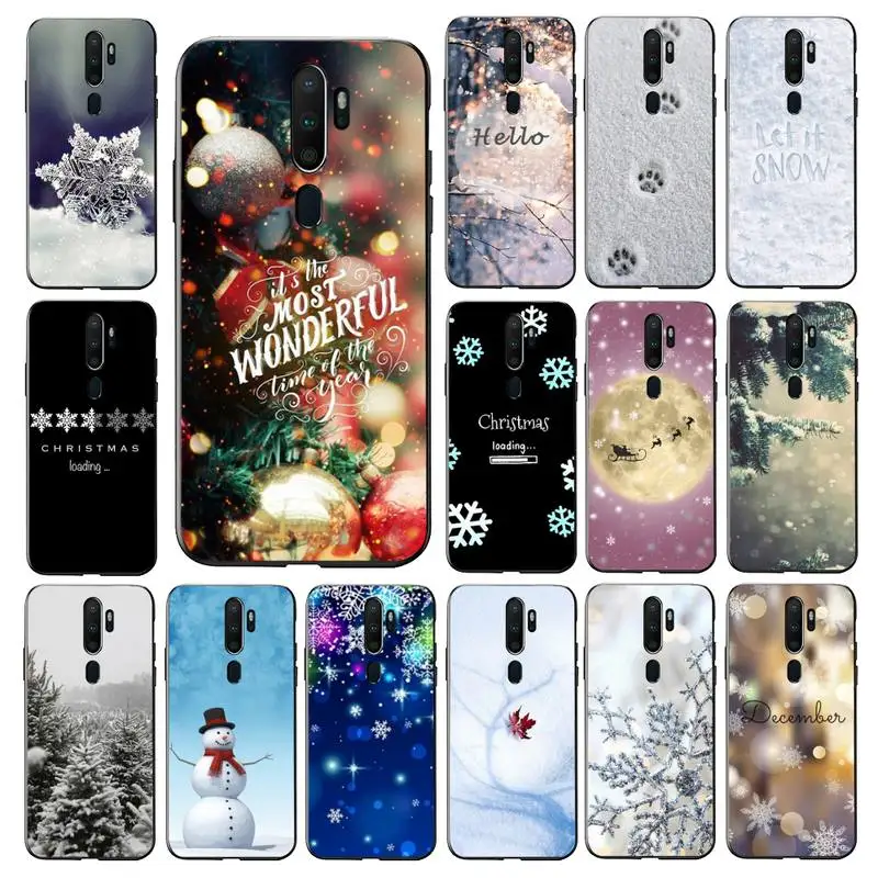 

YNDFCNB Christmas Snowflake Snowman Phone Case for vivo Y91C Y11 17 19 53 81 31 91 for Oppo a9 2020
