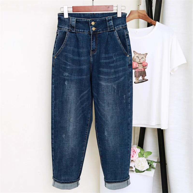 

2021 5XL High Waist Jeans Women Plus Size Harem Pants Casual Vintage Boyfriend Jeans For Women Loose Streetwear Mom Jeans Mujer