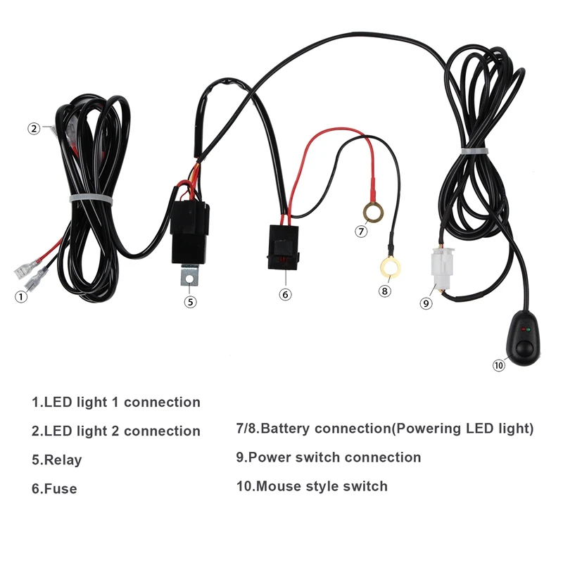 Wiring Harness Kit Fuse Relay Switch 40A 12V for LED Work Driving Light HID Bar | Автомобили и мотоциклы
