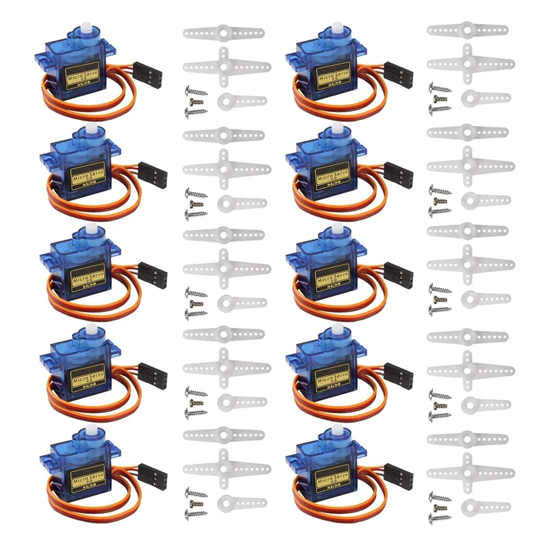 

10Pcs SG90 Geared Mini Servo Motor 9G for Remote Control Helicopters, Mini Robot, Robot Arm and Boats