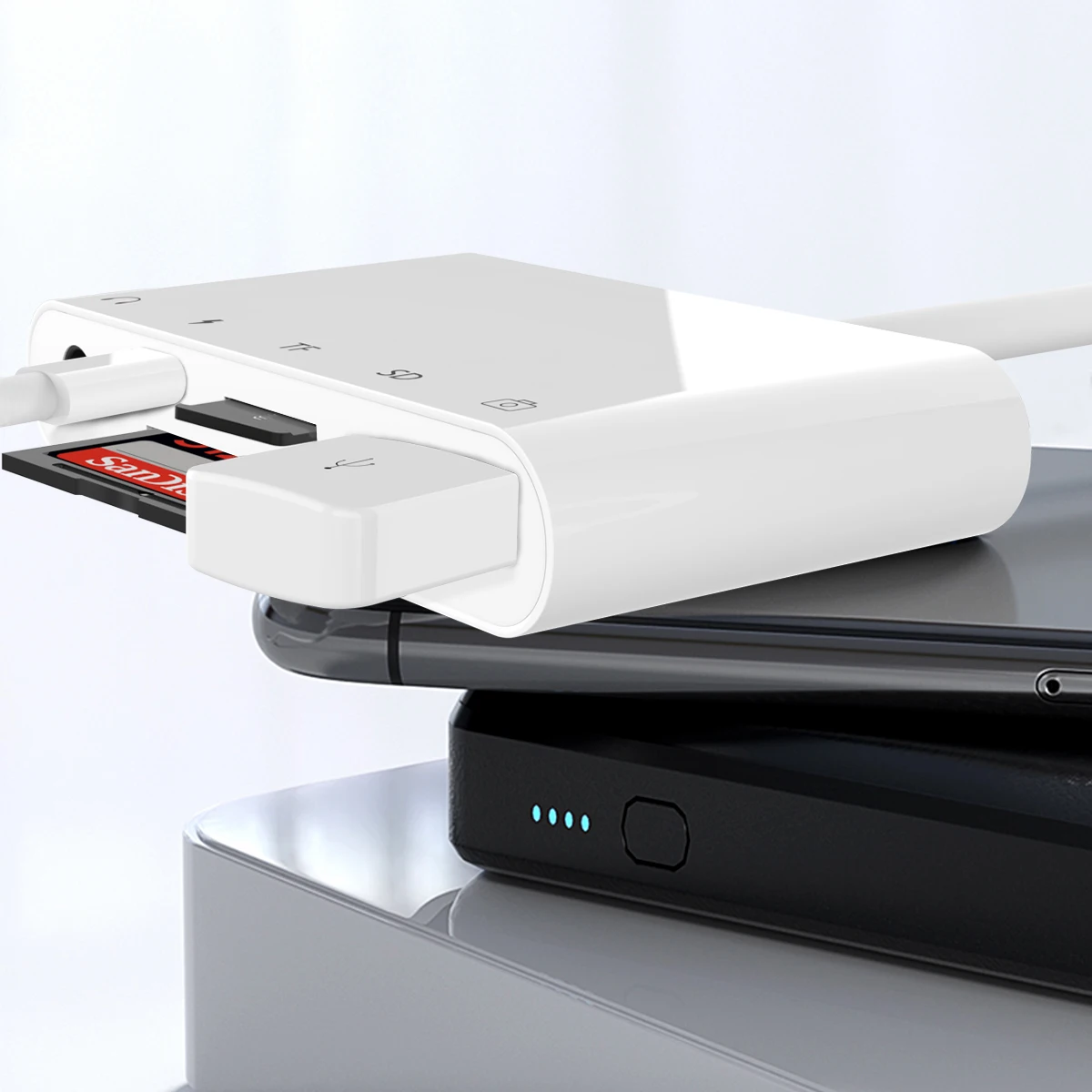 Sindvor 5 в 1 TF SD кардридер для Lightning к USB OTG адаптер iPhone поддержка MIDI клавиатура мышь