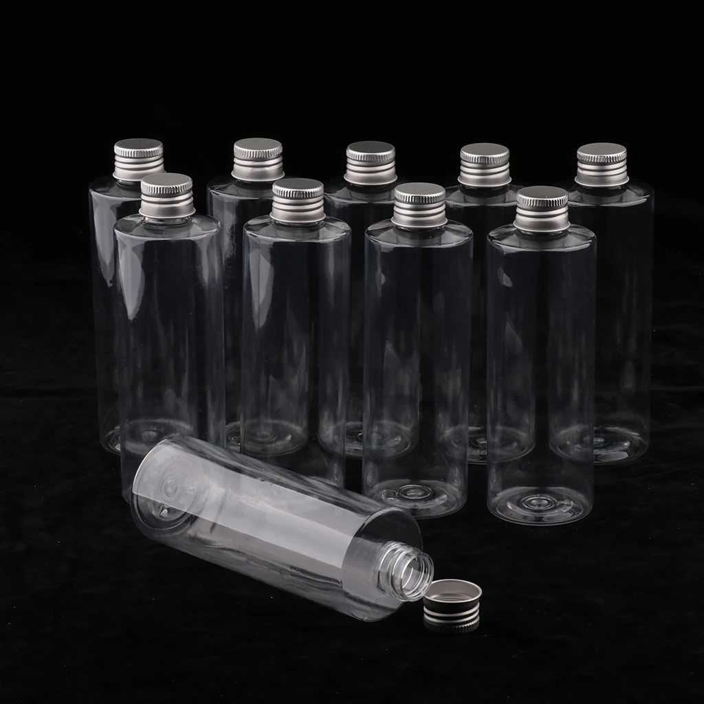 10Pcs Clear Plastic Bottle With Aluminum Screw Cap For Liquid Shampoo 250ml | Красота и здоровье