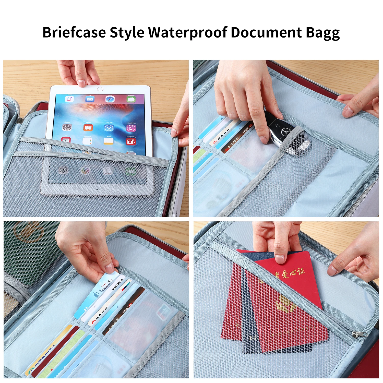 

Large Document Bag File Folder Essential Storage Bag With Lock Travel Passport Card Holder Password Privacy Storage bean chair