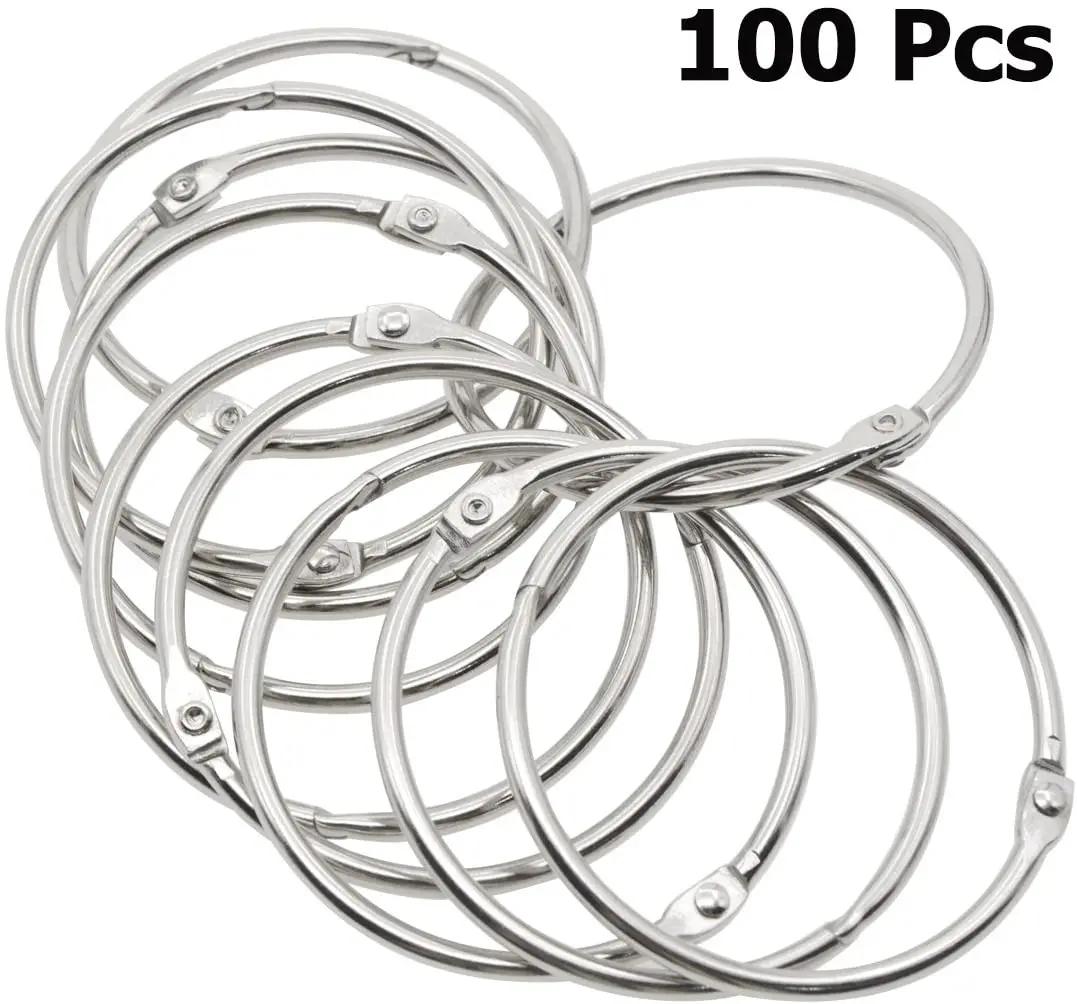 

Saim Book Ring Nickel Plated Metal Loose Leaf Rings Binder Hinge Snap Ring Keychain Key Ring 1.4/2.2-Inch Diameter 100Pcs Silver
