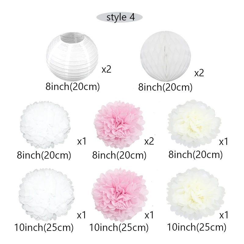 

1set Blue Multicolor Chinese Paper Lantern Honeycomb lampion Paper Flower Ball Pom Pom For Wedding Birthday Party Decoration