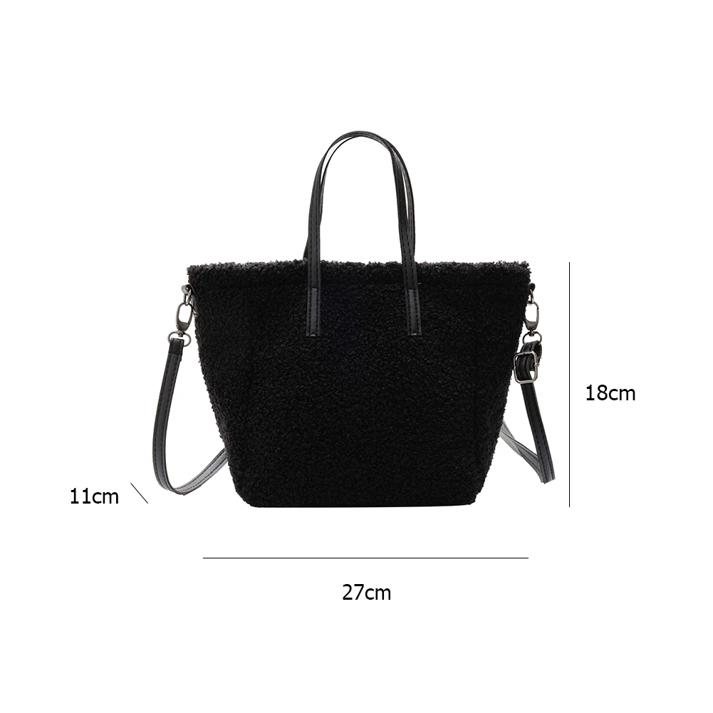 

Portable Solid Color Lamb Fleece Shoulder Handbag Women Large Capacity Top-Handle Bags Casual Shopping Travel Street Bucket Tote