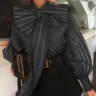 Элегантные офисные женские рубашки Celmia 2019, модные кружевные блузки с длинным рукавом-фонариком, женские топы с бантом, повседневные свободные блузы большого размера