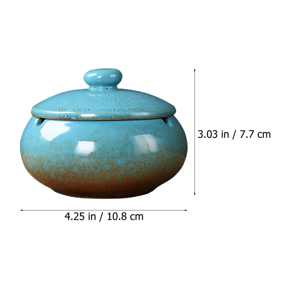 

1pc Chinese Style Ashtray Ceramic Craft Ashtray Desktop Ceramic Lid Ashtray