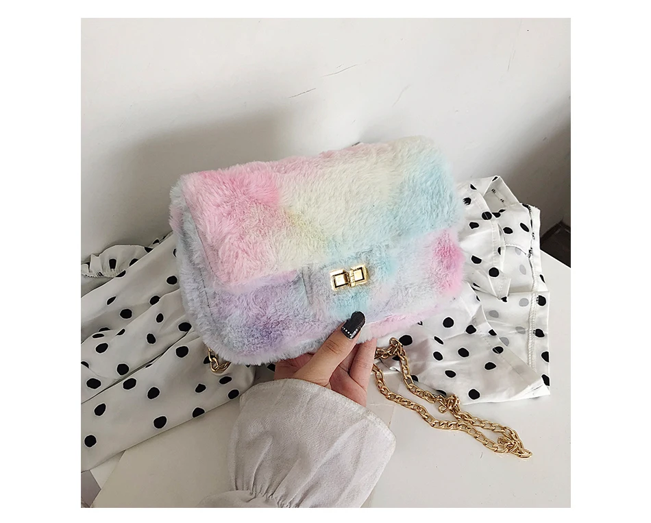 Herald модные мягкие сумки через плечо из искусственного меха мягкие Kawaii сумка-мессенджер Женская цветная Свадебная сумка на цепочке сумки