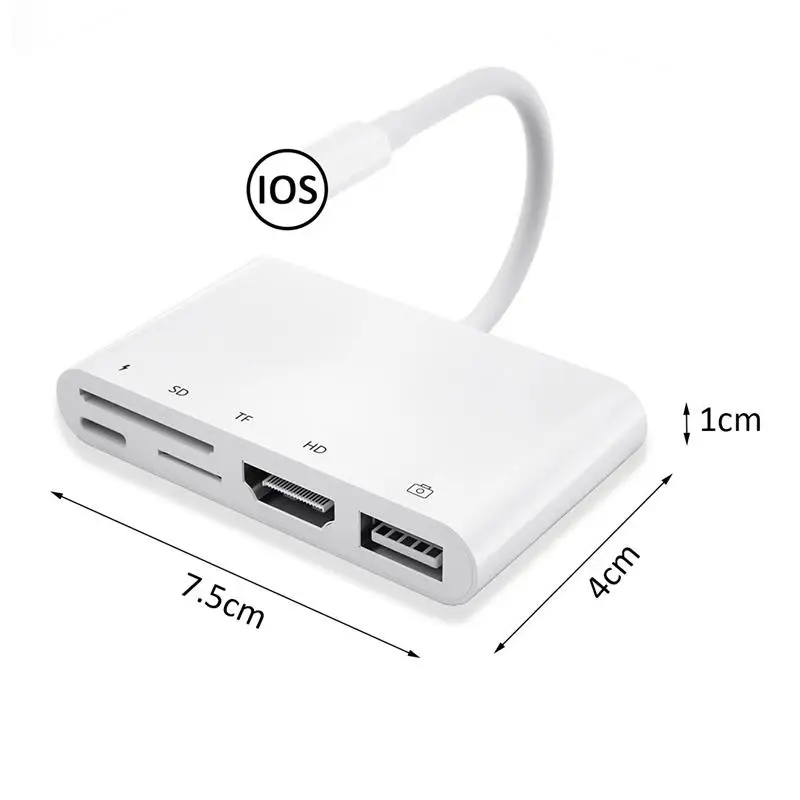 

5 in 1 for Lightning To HDMI-Compatible Cable USB SD TF Card Reader Digital AV TV OTG Adapter Hub For iPhone X XR XS 11 Pro Max