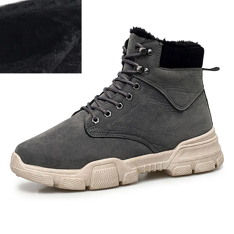 Winter Gray FEVRAL/ популярные мужские ботинки модные зимние ботильоны из коровьей замши новые осенние повседневные ботинки с высоким берцем из дышащего материала размеры 39-45 - Цвет: Winter Gray