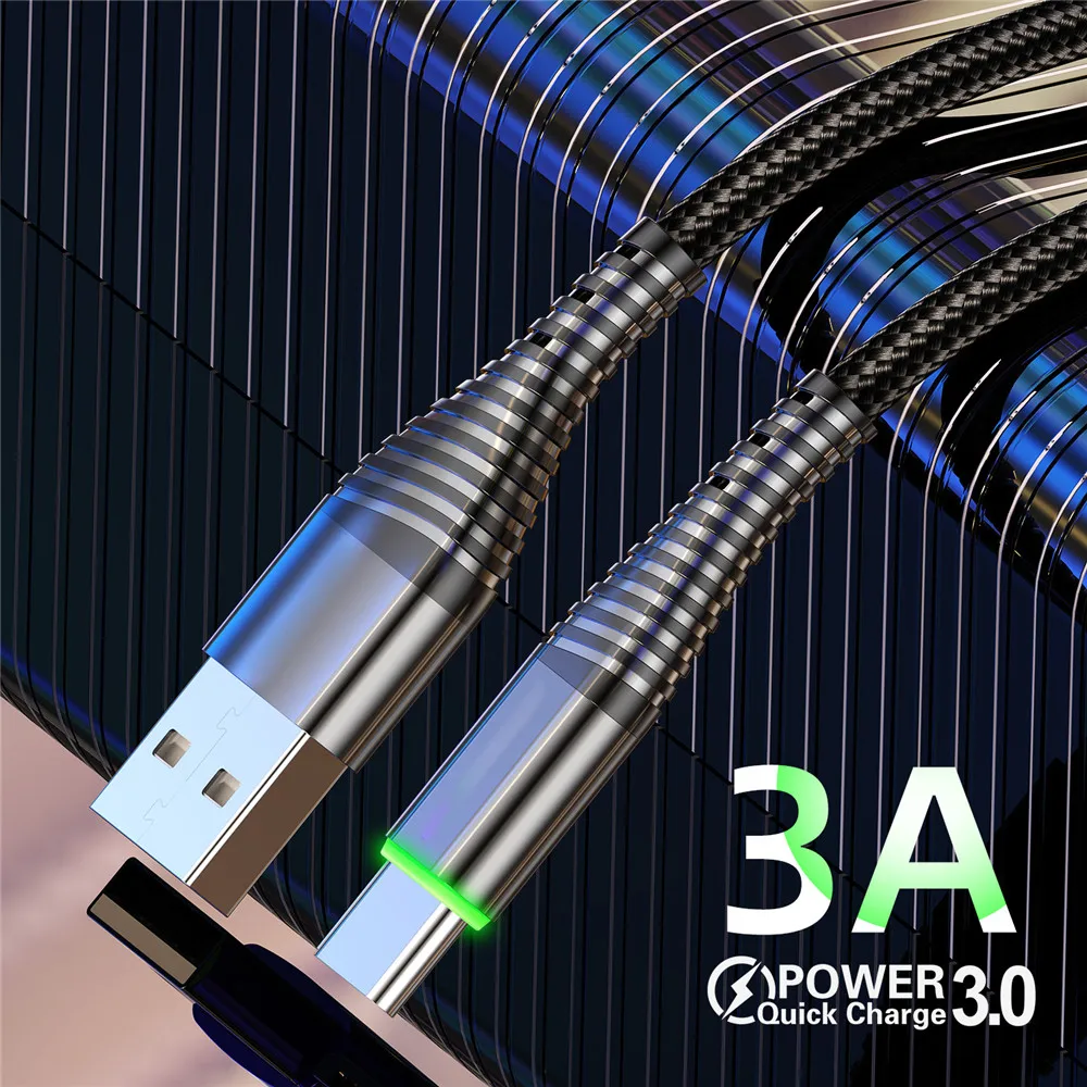 LED 3A USB Type C Кабель Провод для быстрой зарядки Мобильный телефон Huawei P40 Nava 4 Honor Magic V40