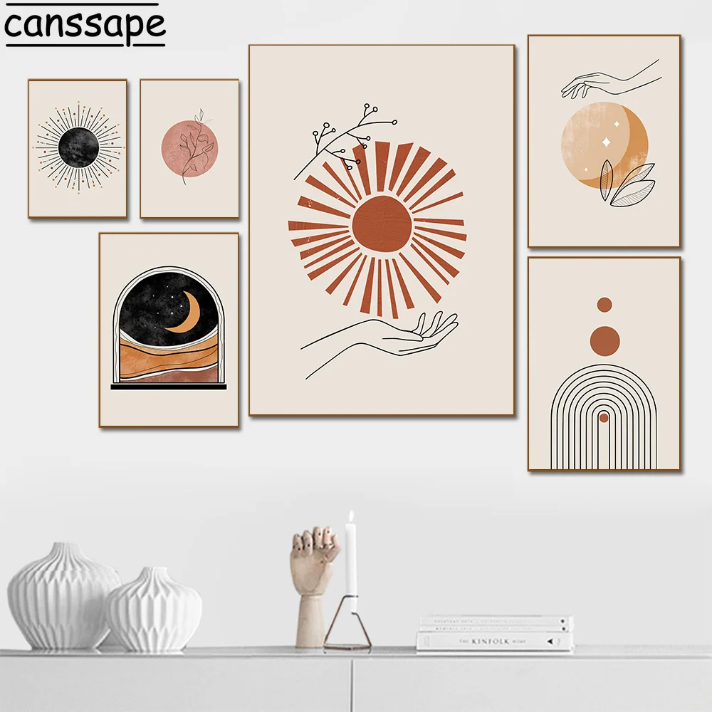 Настенная картина в стиле бохо с абстрактными линиями художественный постер