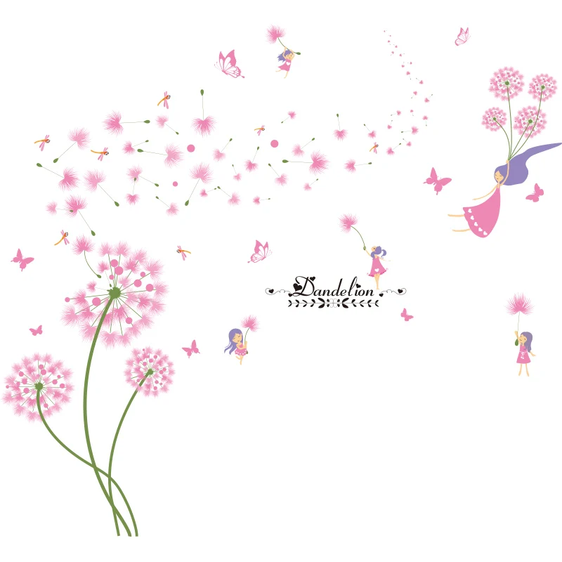 

[shijuekongjian] Cartoon Girl Wall Stickers DIY Flowers Plants Wall Decals for Kids Room Baby Bedroom Dorm House Decoration