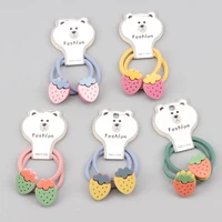 2 pcs cute strawberry hair tie childrens cartoon scrunchies rubber band hair accessories baby headdress holiday festival gifts