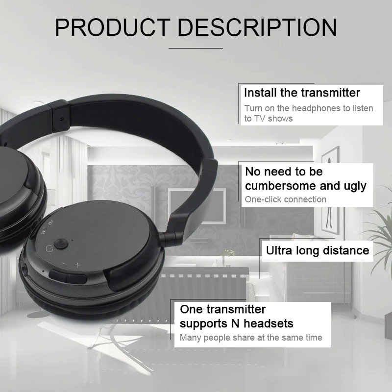 Профессиональная беспроводная FM-радио гарнитура для компьютера ТВ ПК наушники с