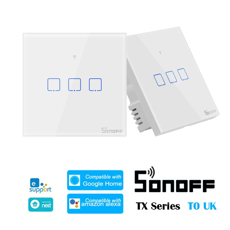 SONOFF T0 Uk TX Series 1/2/3 Gang WiFi умный переключатель для домашней автоматизации Настенные