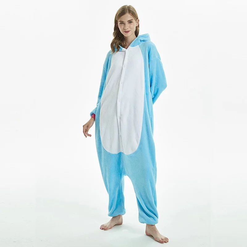 Blue Pegasus Women Pajama Suit Kigurumis Animal Unicorn Onesie Homewear Colorful Tail Sleepwear Flannel Adult Pijamas Party
