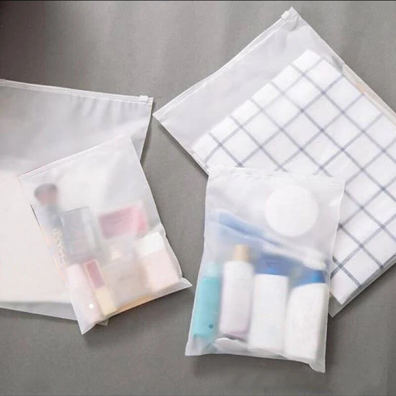 

Frosted Clear Plastic Package Cloth Travel Storage Bag Custom Waterproof Bag Zipper Lock Self Seal Matte Portable Storage Bags