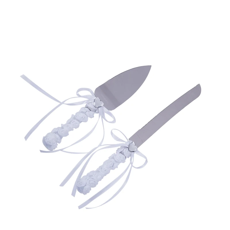 1 Набор из 2 серебряных ножей нержавеющей стали с бантом на коленях столовые