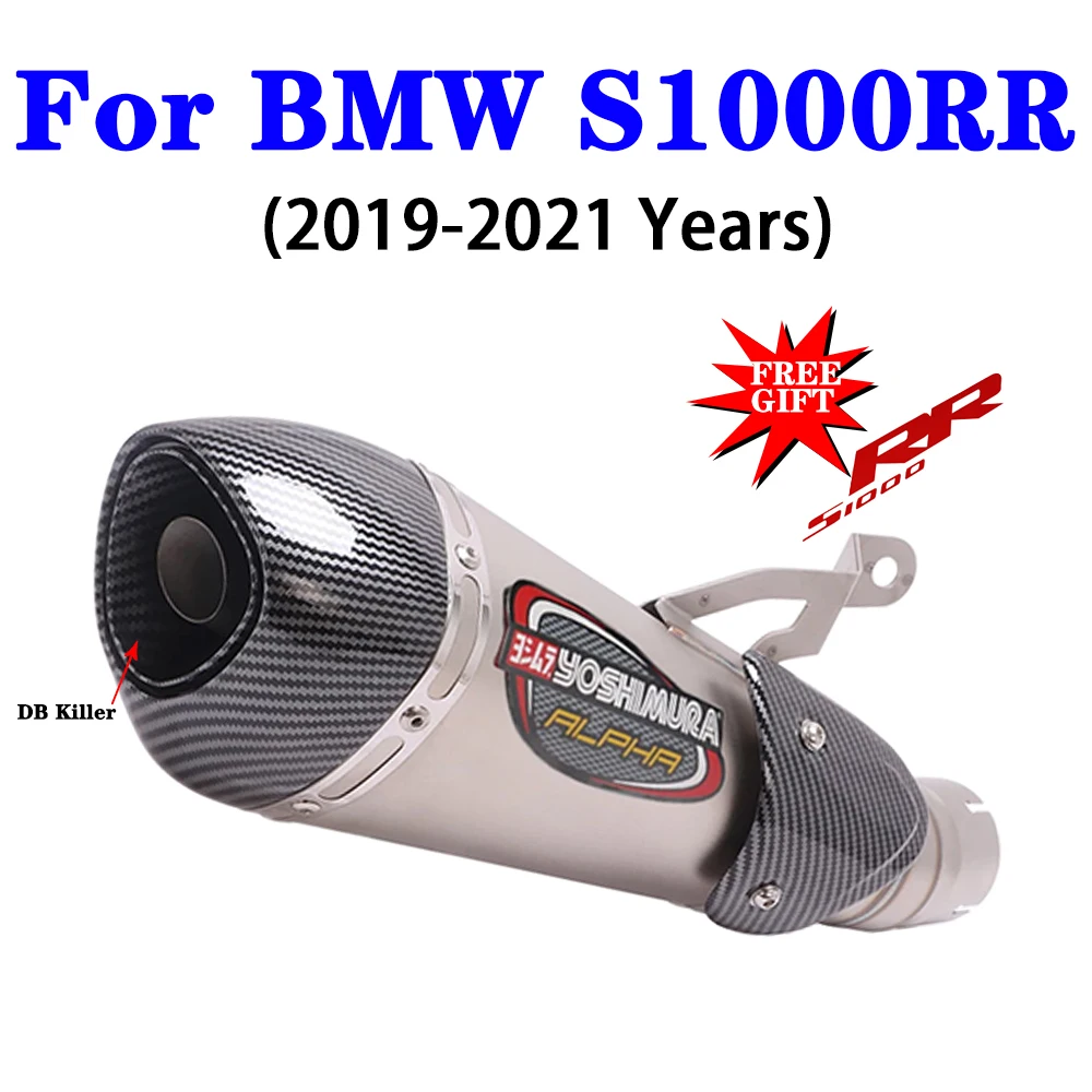 

For BMW S1000RR S1000 RR 2019 2020 2021 Motorcycle Exhaust Escape Moto Modified Muffler with DB Killer Heat Shield Middle Pipe