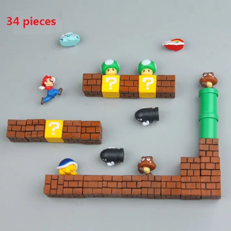 34 шт. 3D Super Mario Bros холодильник магниты на магнит стикер сообщений взрослого