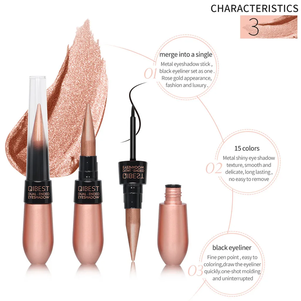 2 в 1 Косметика Тени для век + вкладыш Комбинации декоративная косметика мерцание