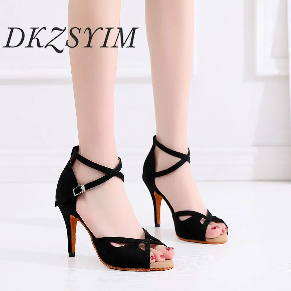 DKZSYIM/женская танцевальная обувь для латинских танцев Черная Женская бальных