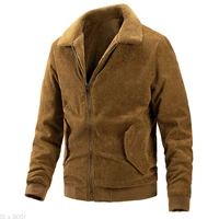 winter outdoor casual mens double sided corduroy jacket retro lapel zipper placket warm jackets