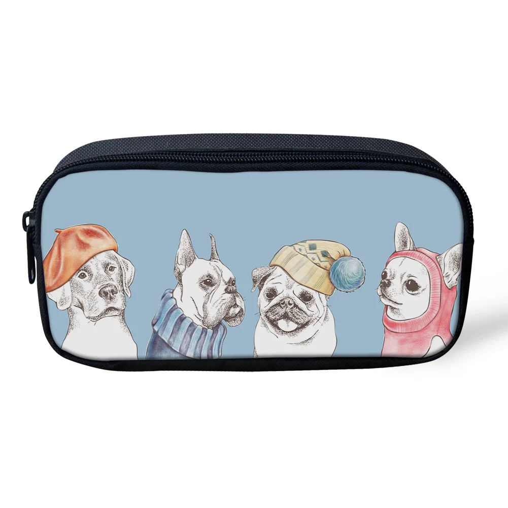 Чехол-карандаш для собаки бульдога мопса синего цвета женская косметичка