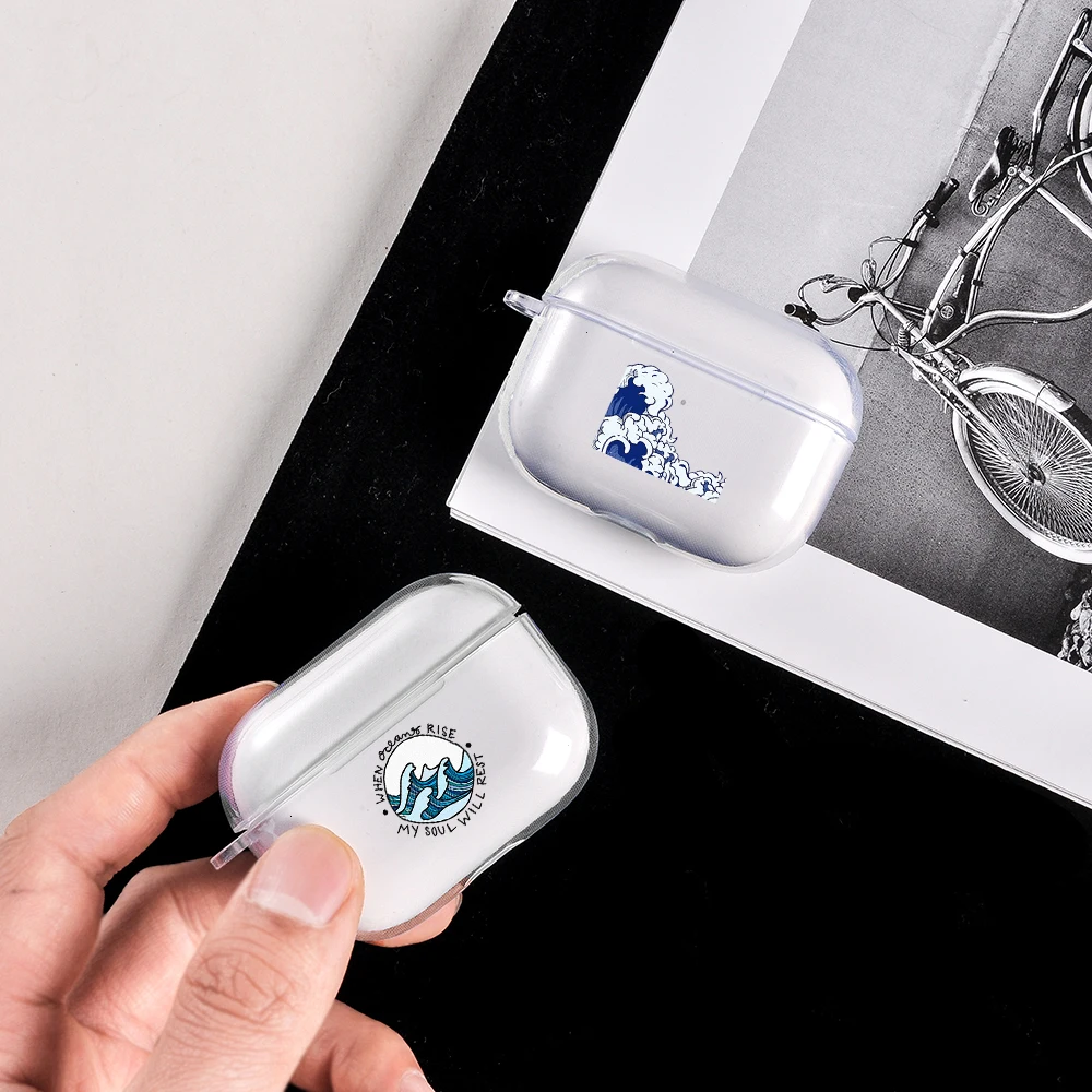 Чехол для наушников Apple AirPods pro мягкий прозрачный защитный чехол с изображением
