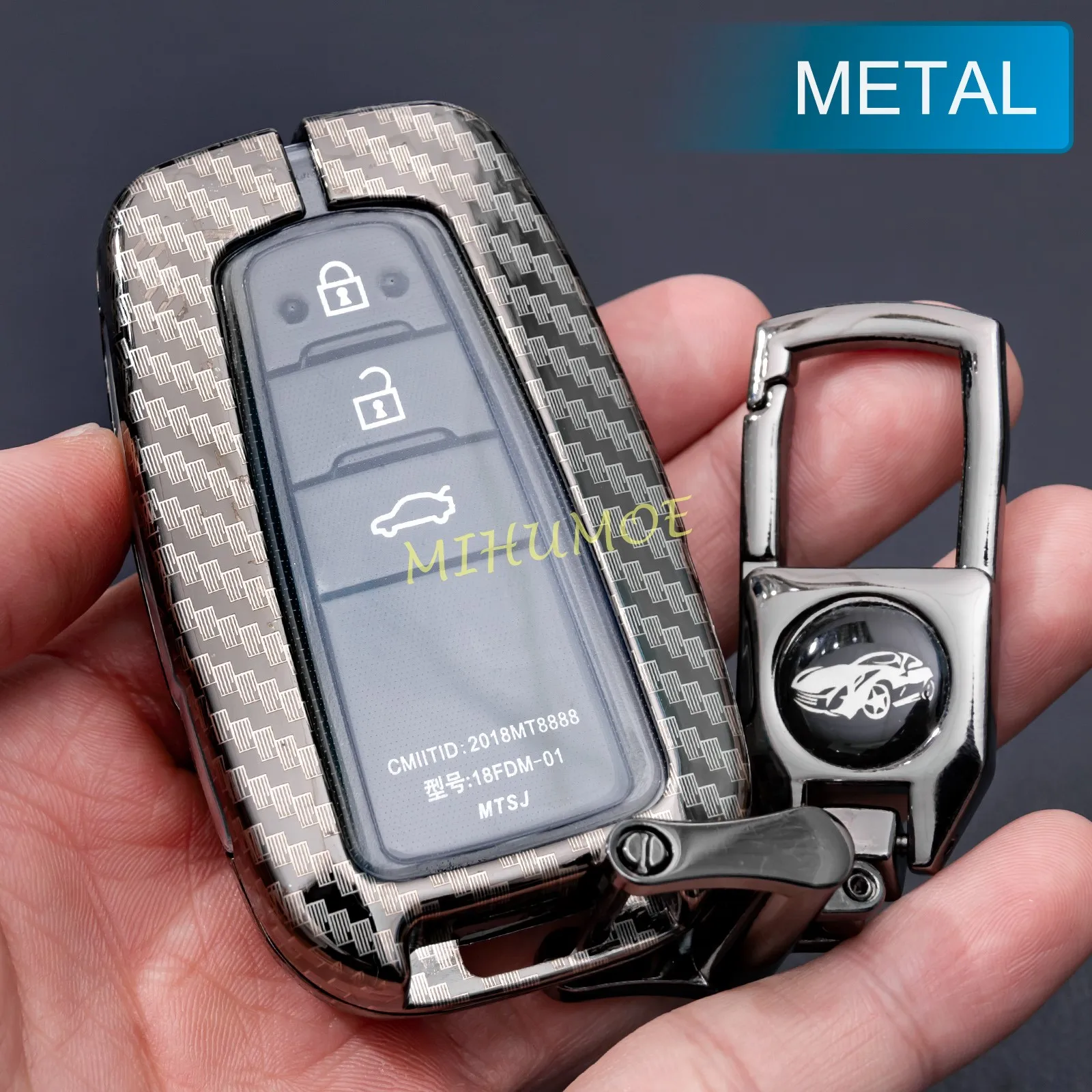 

Carbon Fiber Metal Key Fob Cover Ring Keychain For Toyota Highlander Camry RAV4 Prius C-HR Avalon Corolla Land Cruiser Prado 86