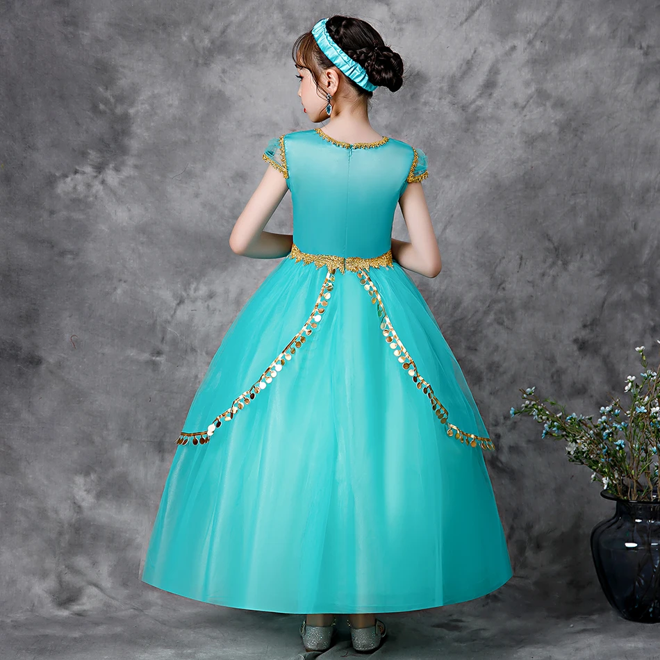 

Girls Jasmine Dress Up Carnival Outfits Kids Summer Arabian Princess Costume Children Christmas Birthday Party Clothing 2-10 Yea