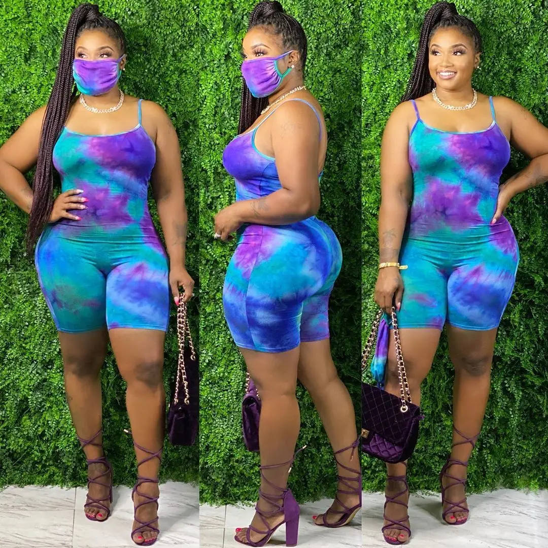 Женский комбинезон без рукавов CM.YAYA Облегающий на бретелях-спагетти с принтом