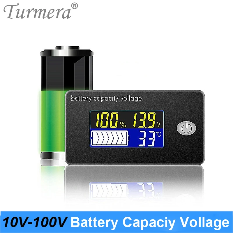 

12V 24V 36V 48V 60V 72V 100V Li-ion Lifepo4 Lead acid Battery Capacity Indicator Display LCD Voltmeter Temperature Meter Tester