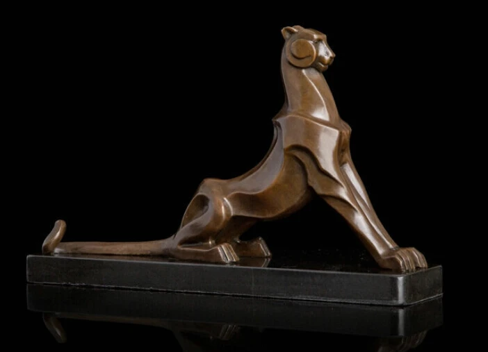Скульптура в стиле АР-деко Jaguar Leopard абстрактная Бронзовая статуя животного