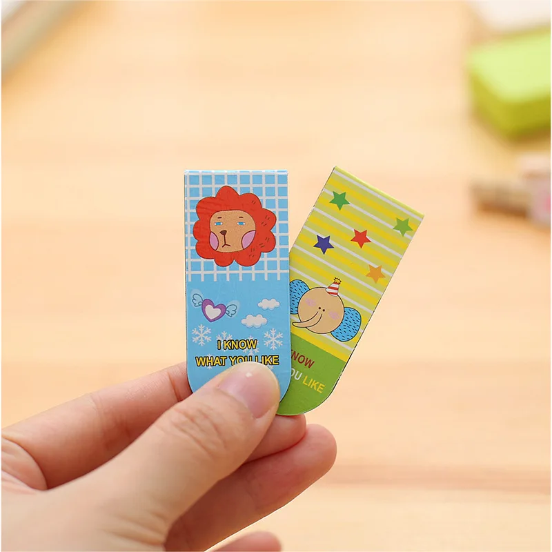 2 шт./компл. милые животные магнитные закладки книги маркер страницы школьные