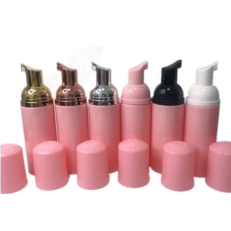 

Empty Shiny Pink Cosmetic Plastic Foaming Bottle 30ml 60ml Press Facial Cleanser Hand Sanitizer Foam Mousse Lotion Bottles 20pcs