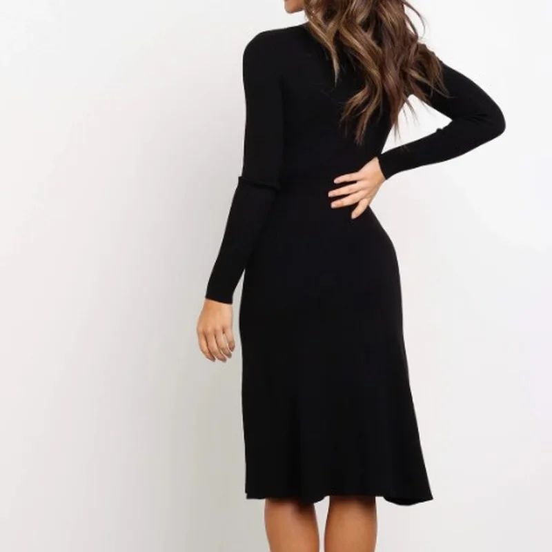 

GOOHOJIO 2020 New Temperament Solid Color Dress Female O-neck Loose Classic Women Dresses Fashionable Short Sleeve Dress Ladies