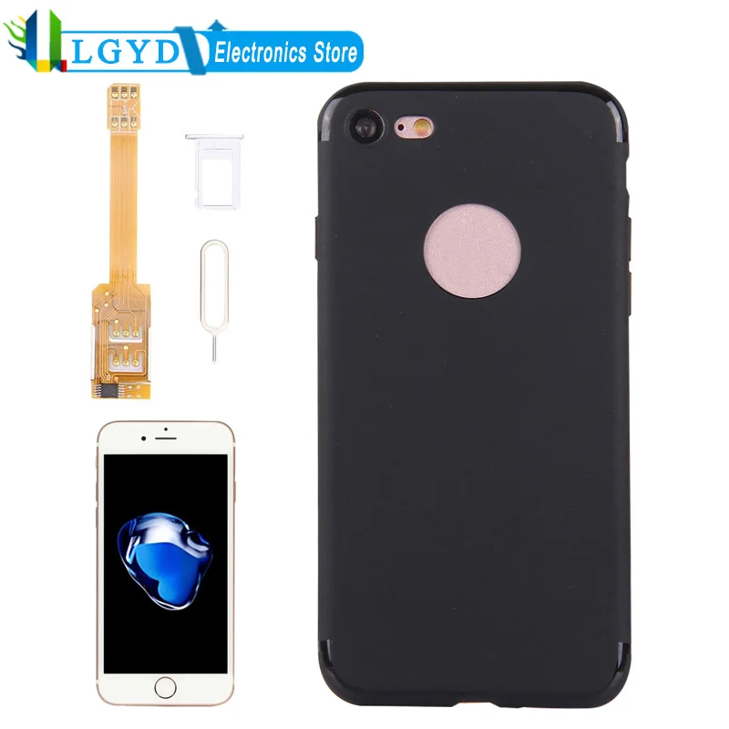 

Запасная часть для iPhone 7 2 в 1, адаптер для двух SIM-карт + ТПУ задняя крышка с лотком для SIM-карты/иглой для SIM-карты