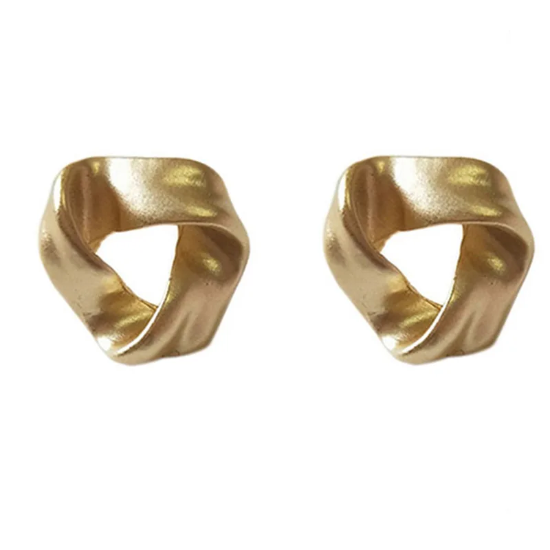 

S925 needle Korea Contracted Restore Jewelry Stud Earrings Simply Design Matte Golden Triangel Earrings For Female Girl Gifts