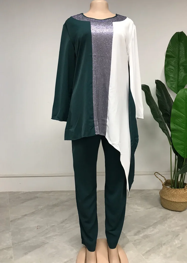 

Autumn new style African fashion temperament commuter suit casual stitching printing two-piece suit