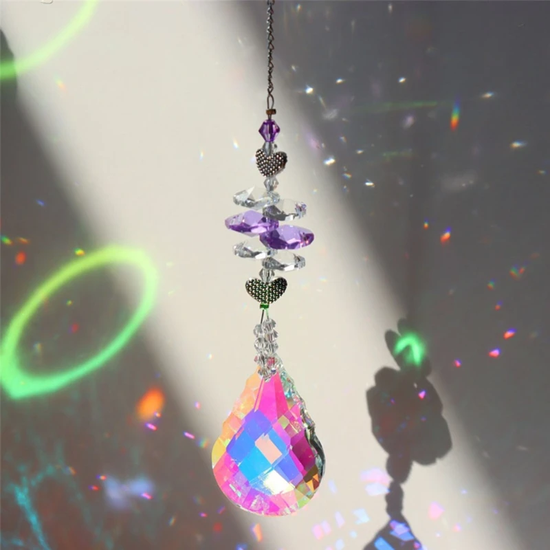 

E15E Colorful Crystal Chandelier Drops Pendants Prisms Hanging Glass Prisms Suncatcher Home Car Decoration