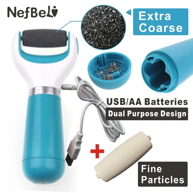 AA battery(Blu)1Fine Электрический пилочка для ухода за ногами, средство для удаления омертвевшей кожи, питание от аккумулятора, usb-отшелушивающий инструмент для удаления пятки мозолей, устройство для педикюра - Цвет: AA battery(Blu)1Fine