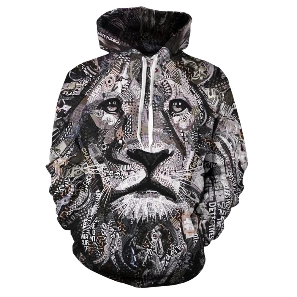 

Осень/Зима 2021, модная толстовка с 3d рисунком льва, любимый топ унисекс, Повседневная Забавная детская толстовка в стиле панк, хип-хоп, с капюш...