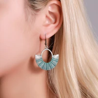 temperament ancient bronze fan shaped earrings for women vintage drop earrings korean fashion morrocan jewelry gift